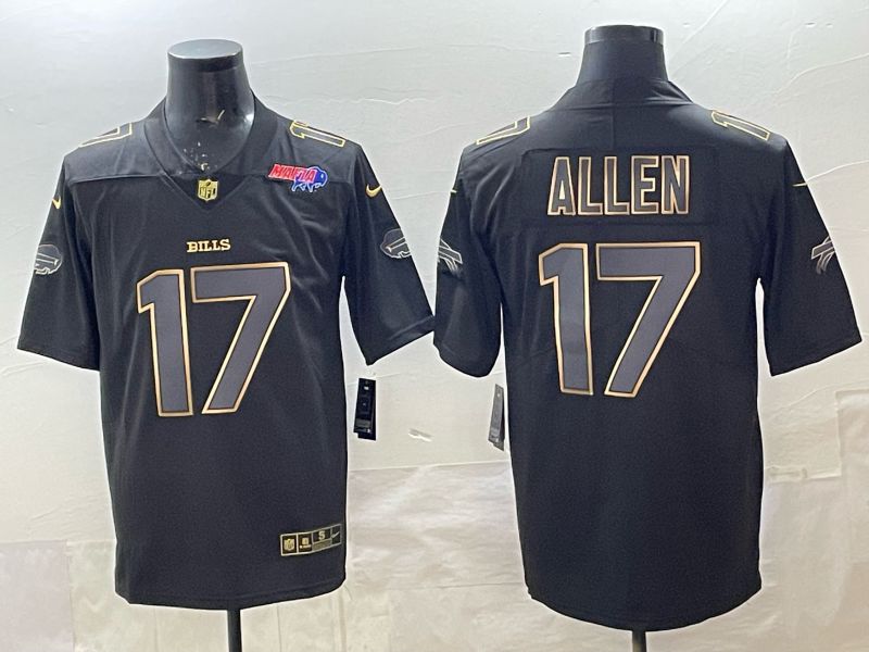 Men 2025 Buffalo Bills #17 Allen black gold  Nike Limited NFL Jersey 06